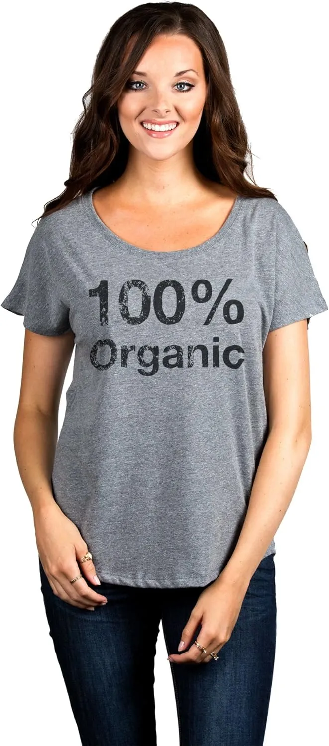 100% Organic Women's Fashion Slouchy Dolman T-Shirt Tee