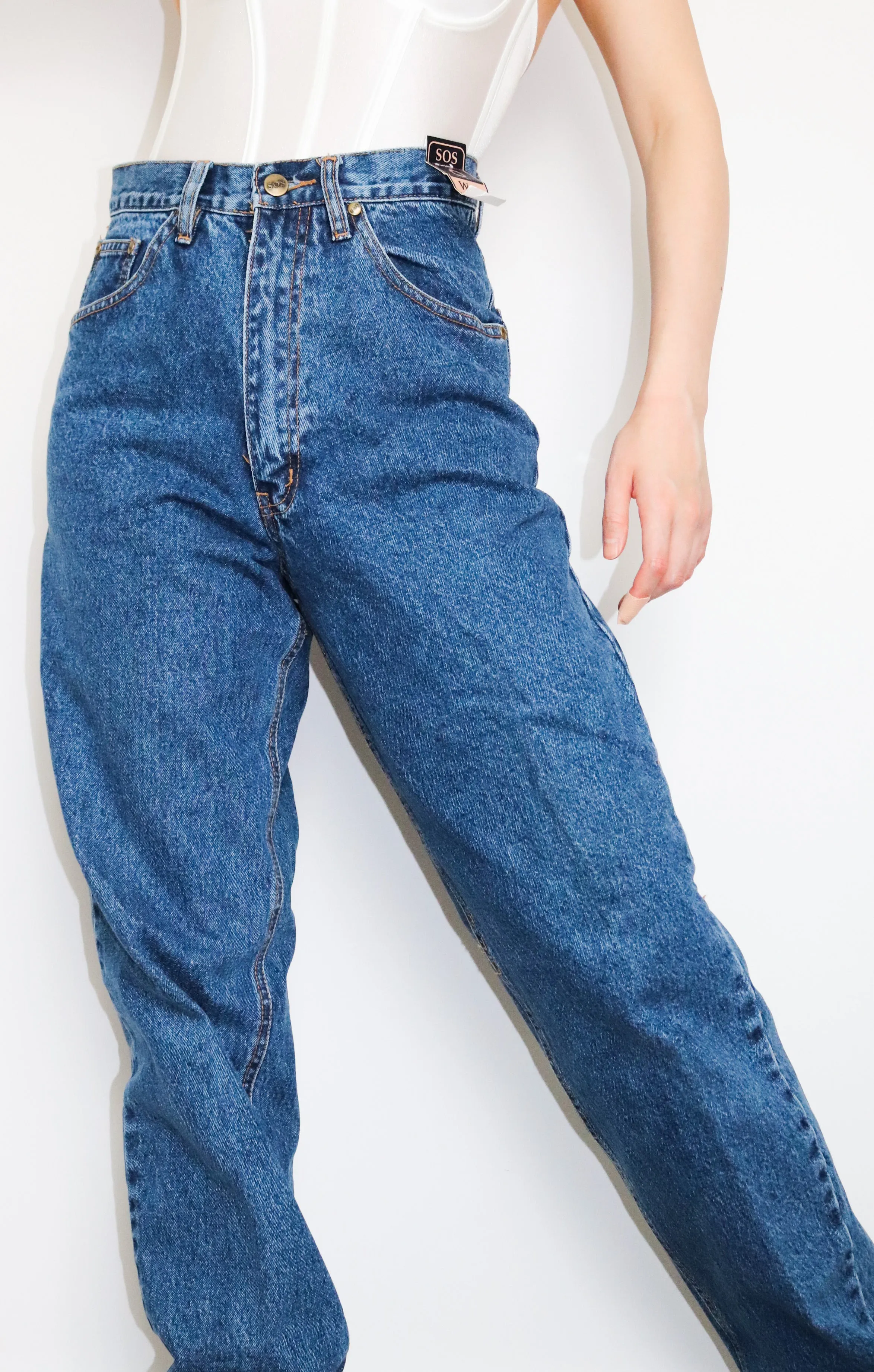 90s VINTAGE SOS INTERNATIONAL JEANS HIGH WAISTED MOM'S  JEANS TROUSERS