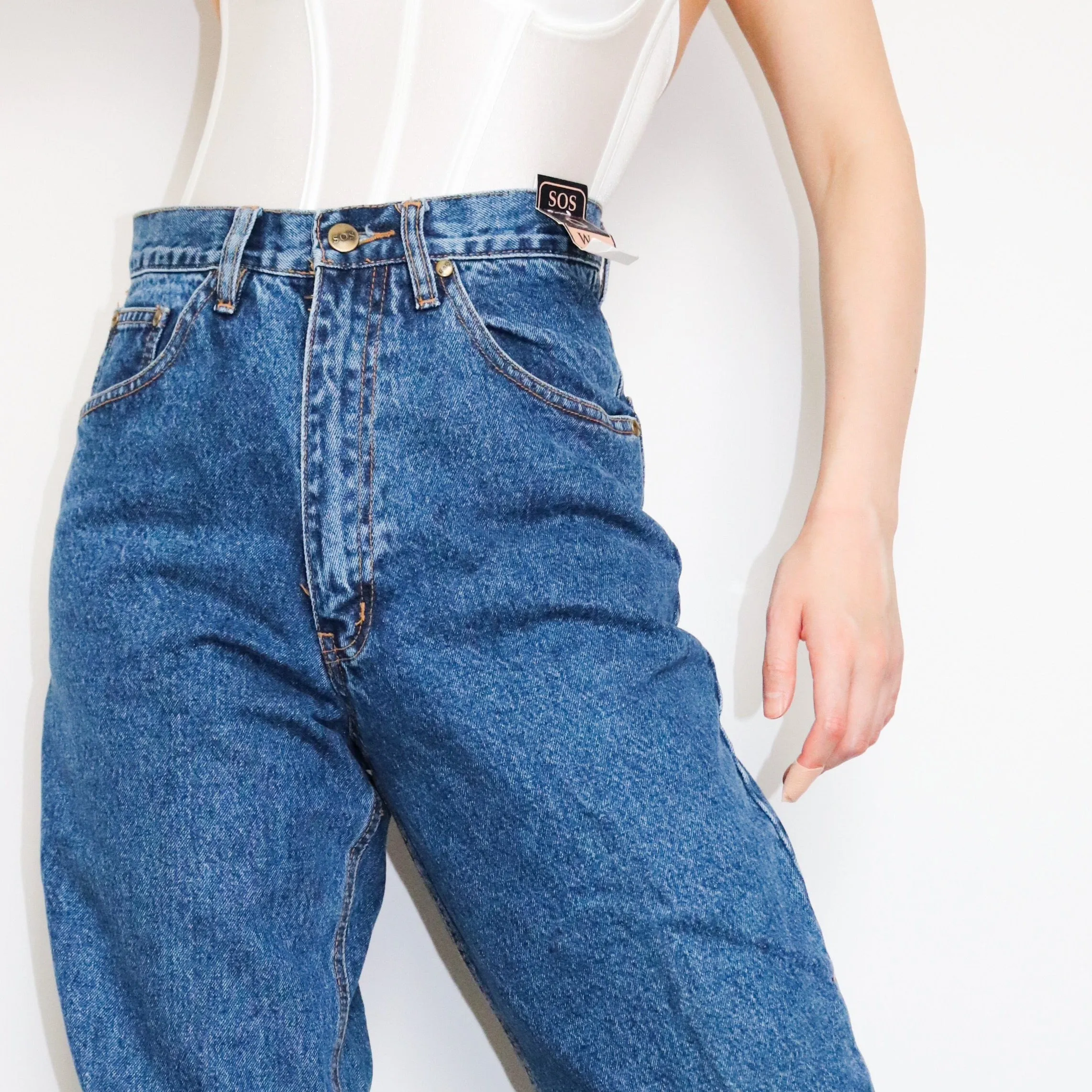 90s VINTAGE SOS INTERNATIONAL JEANS HIGH WAISTED MOM'S  JEANS TROUSERS