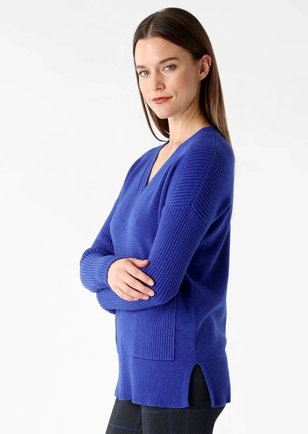 Andrea Fabric V-Neck Sweater