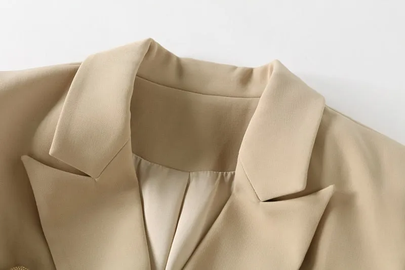 Blazer - Dames - Beige, Stijlvolle en Comfortabele Pasvorm van Hoogwaardig Materiaal