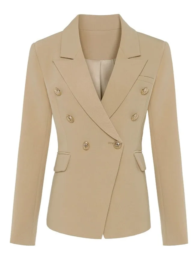 Blazer - Dames - Beige, Stijlvolle en Comfortabele Pasvorm van Hoogwaardig Materiaal