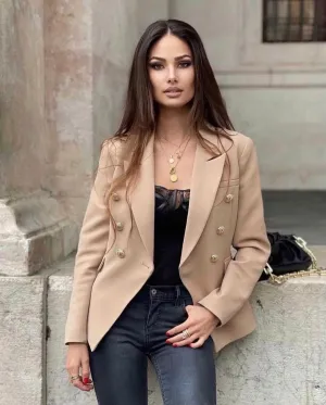 Blazer - Dames - Beige, Stijlvolle en Comfortabele Pasvorm van Hoogwaardig Materiaal