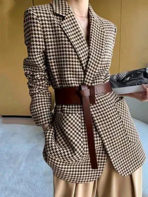 Blazer - Dames - Stijlvolle geblokte print, trendy pasvorm, ideaal voor elke gelegenheid