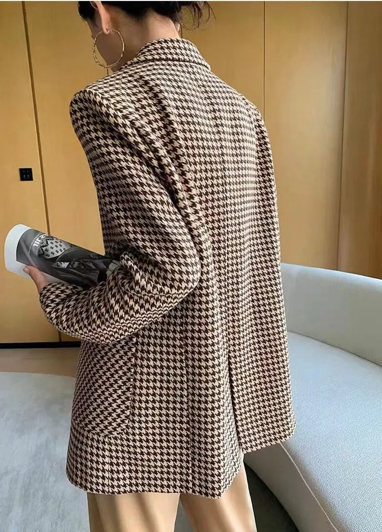 Blazer - Dames - Stijlvolle geblokte print, trendy pasvorm, ideaal voor elke gelegenheid