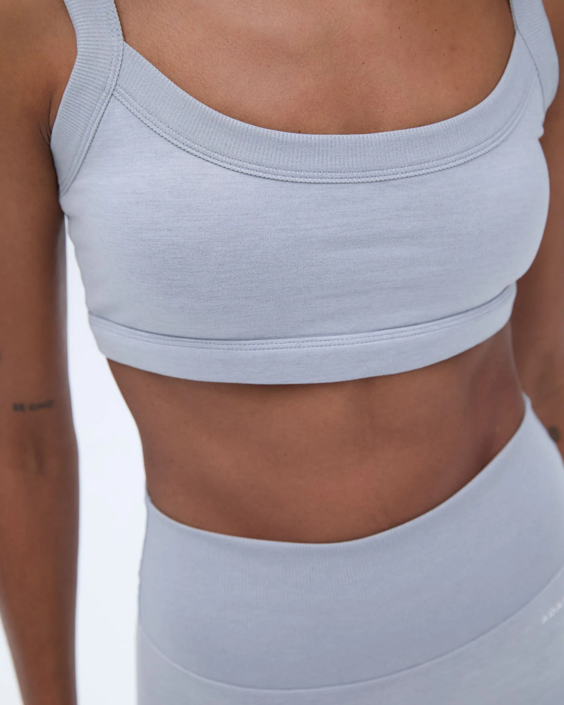Brushed Wide Binding Bra - Light Grey Melange