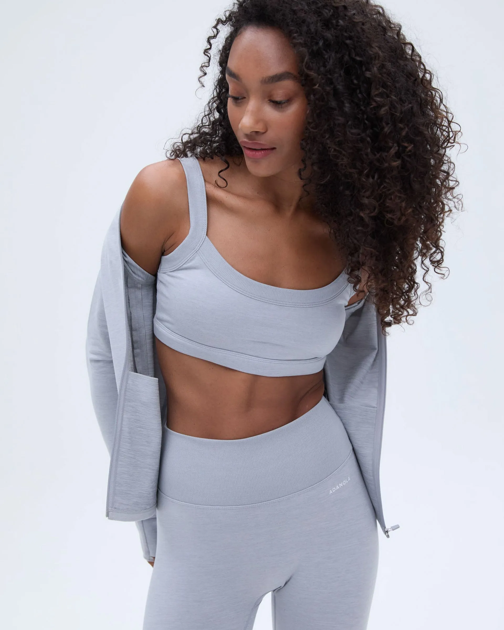Brushed Wide Binding Bra - Light Grey Melange