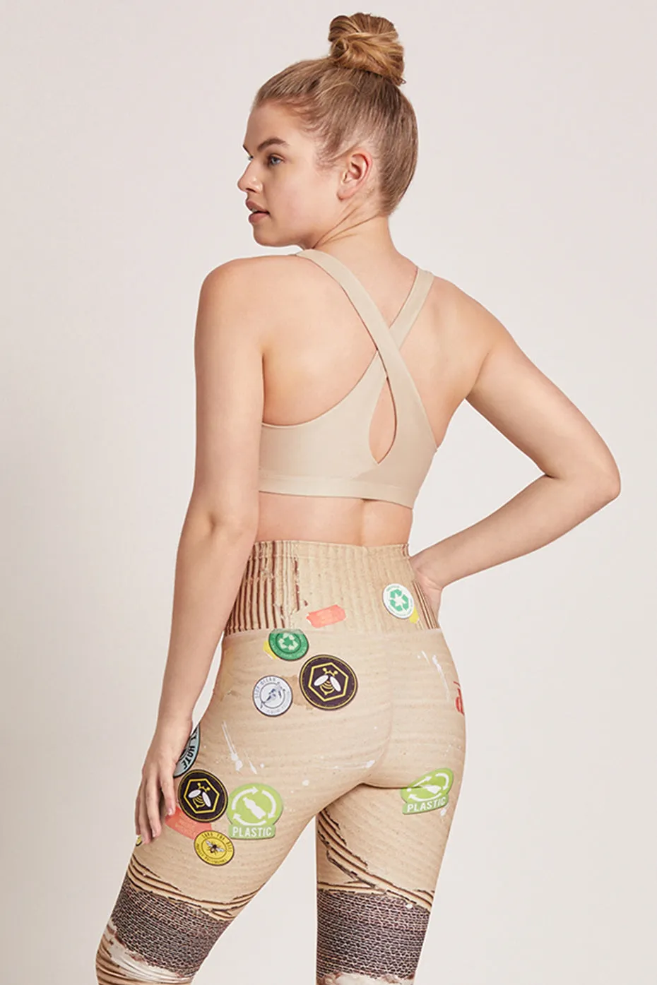 Crossed Back Sport Bra | Sand