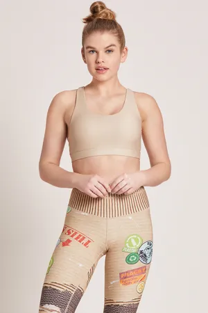 Crossed Back Sport Bra | Sand