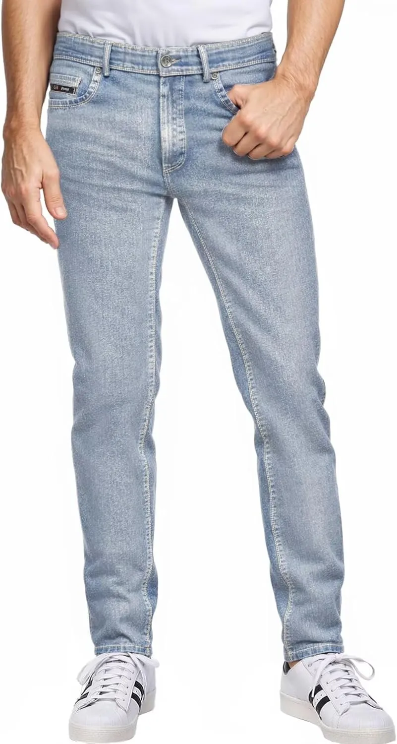 ETHANOL Men's Slim Hyper Stretch Classic Straight Leg Denim Jeans