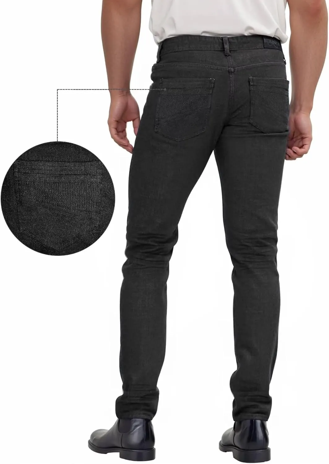 ETHANOL Men's Slim Hyper Stretch Classic Straight Leg Denim Jeans
