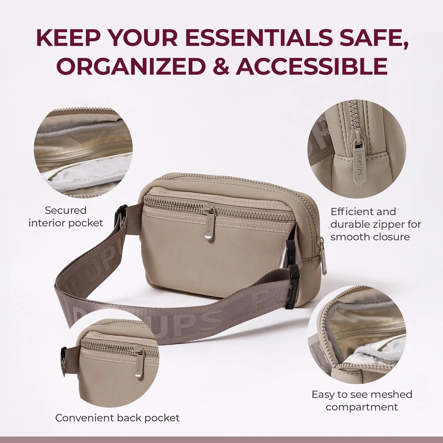 Everyday Fanny Pack Black - Versatile Crossbody Belt Bags, Water-Resistant Neoprene Sling Bags, Fashion Waist Packs for Travel and Daily Use