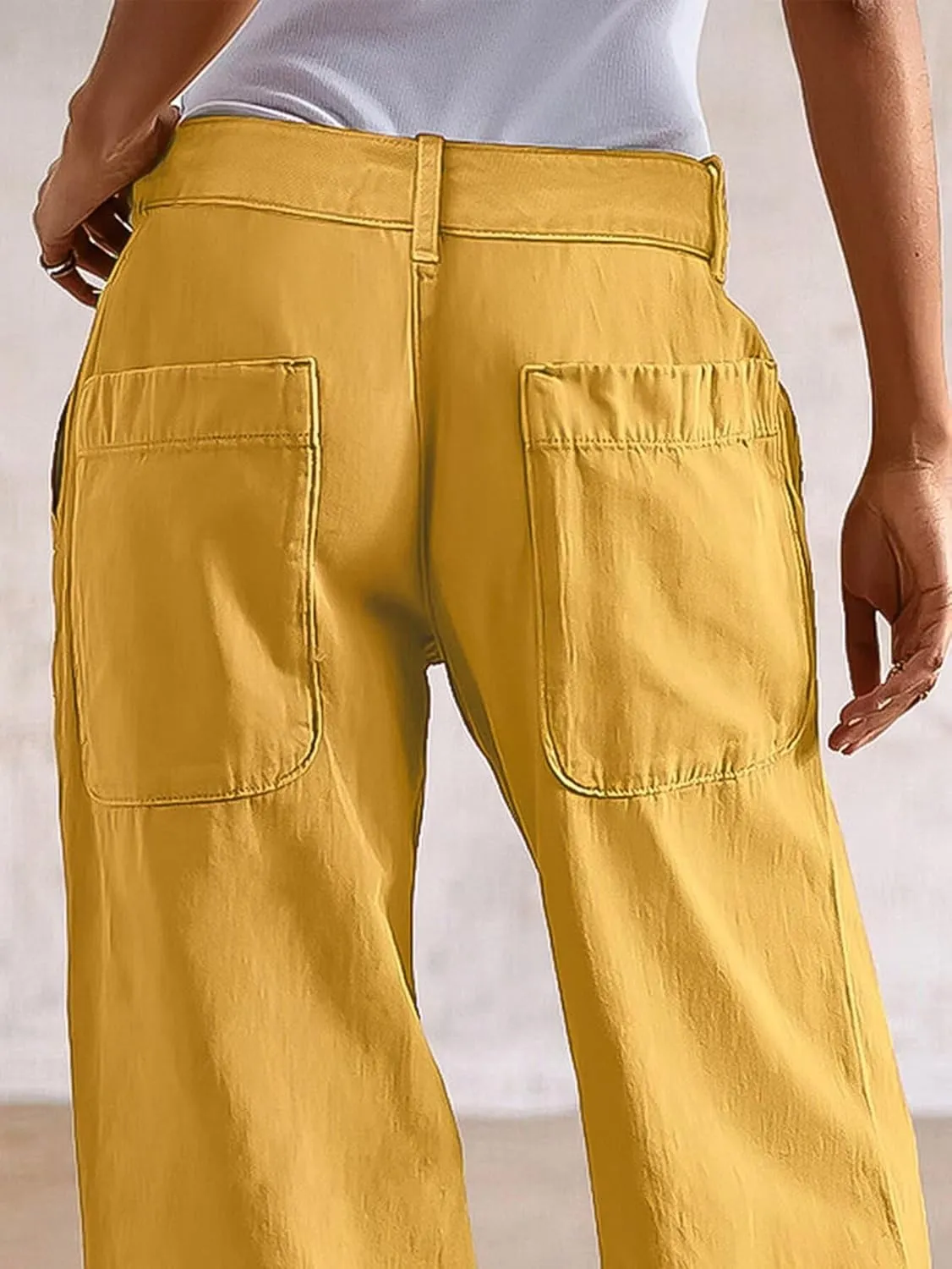 Flamingals Wide Straight Leg Mid Rise Baggy Pocket Denim Jeans Without Belt