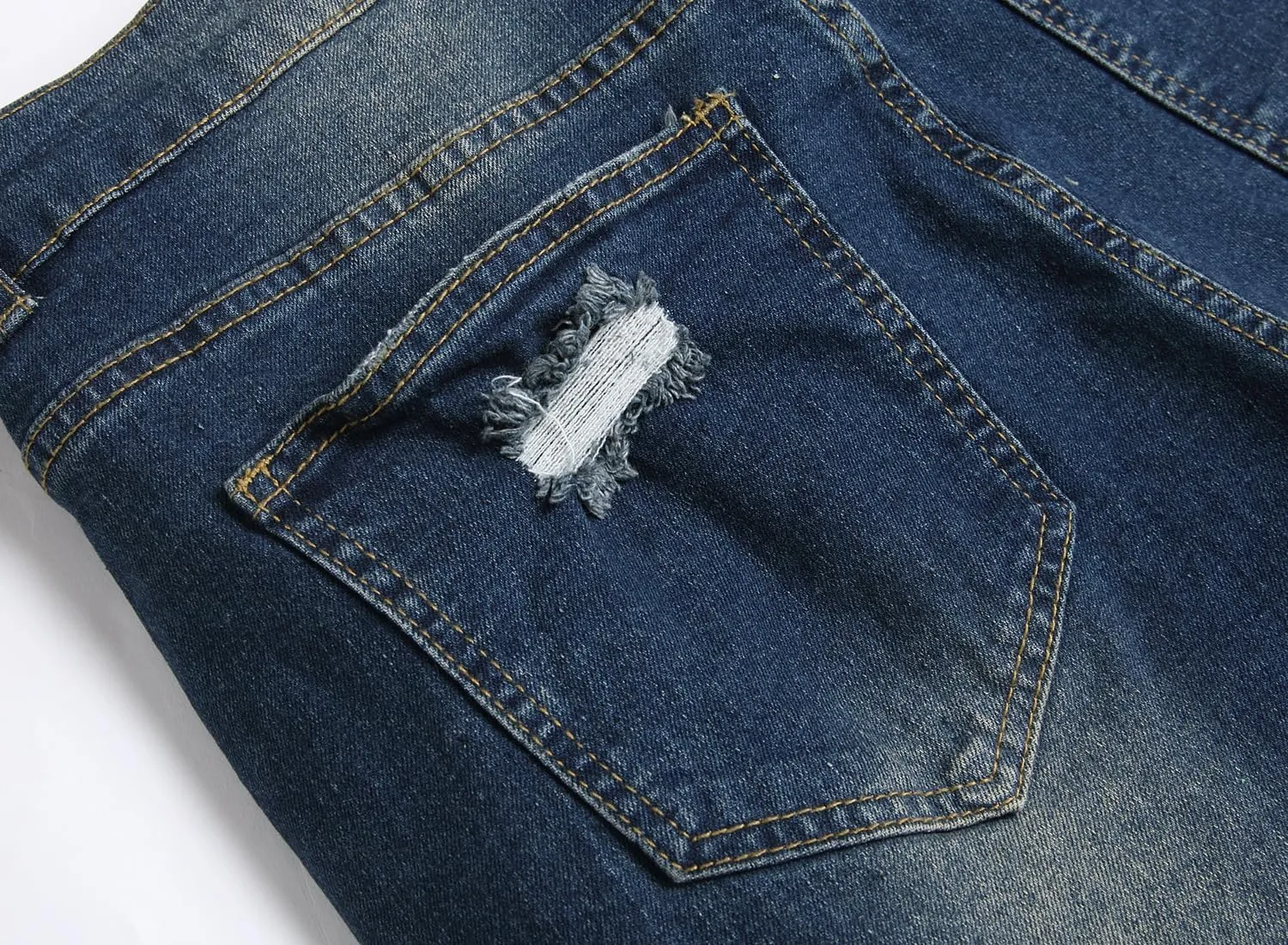 FREDD MARSHALL Men's Skinny Slim Fit Ripped Distressed Stretch Jeans Pants