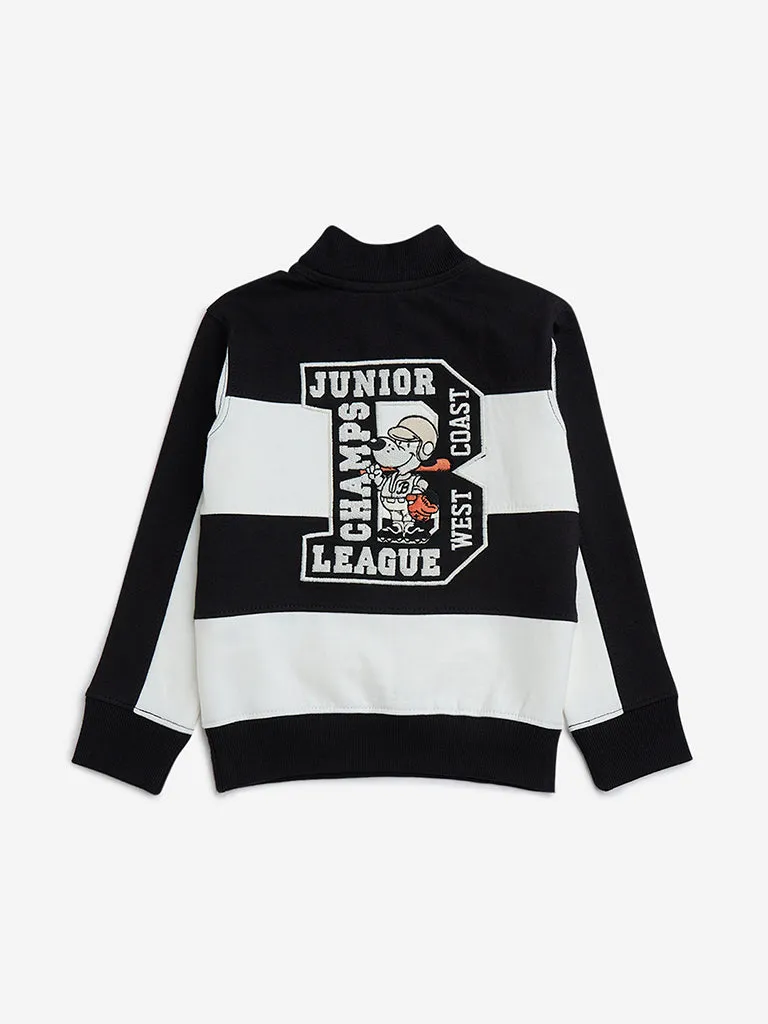HOP Kids Black Colour-Blocked Cotton Sweatshirt