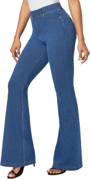 IUGA Bell Bottom Jeans for Women High Waisted Stretchy Pull On Flare Jeans Wide Leg Leggings Tummy Control Flare Pants