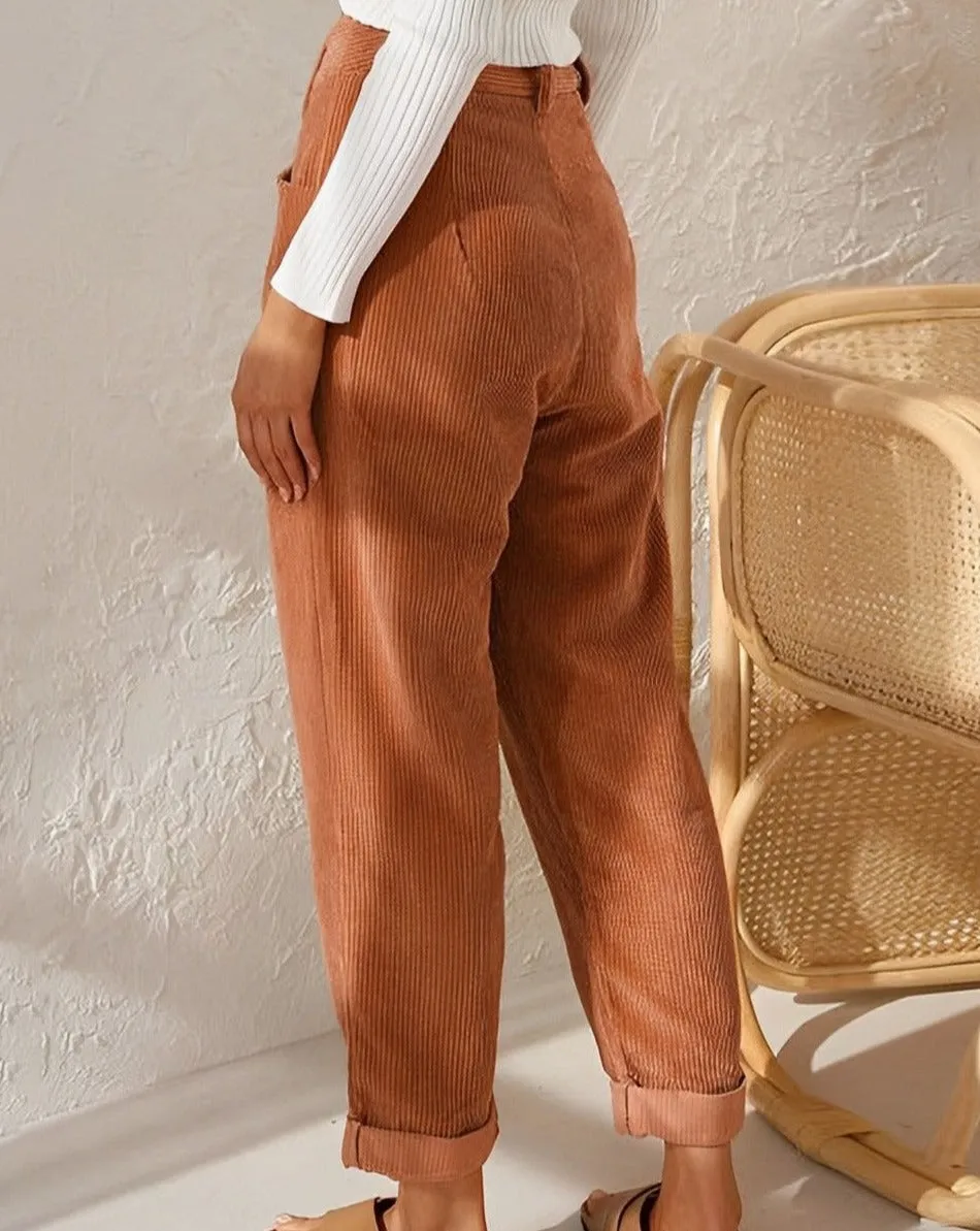 Keira | Retro High-Waisted Corduroy Pants