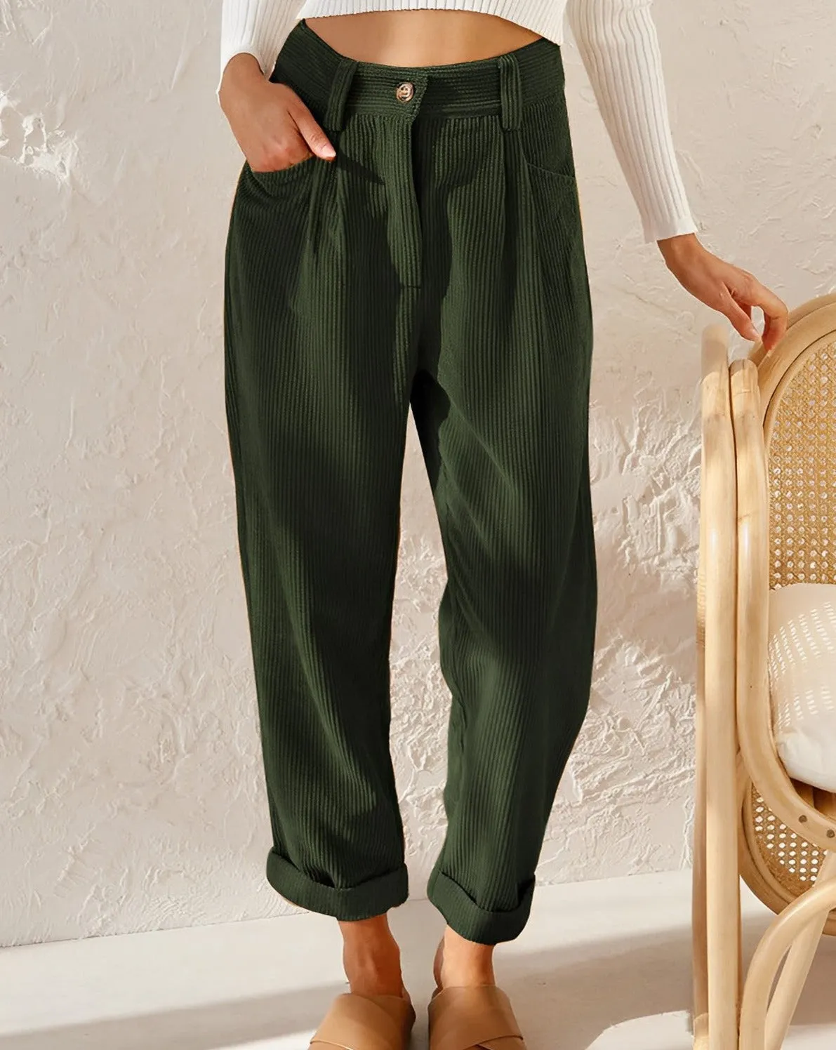 Keira | Retro High-Waisted Corduroy Pants