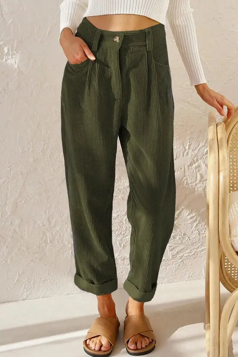 Keira | Retro High-Waisted Corduroy Pants