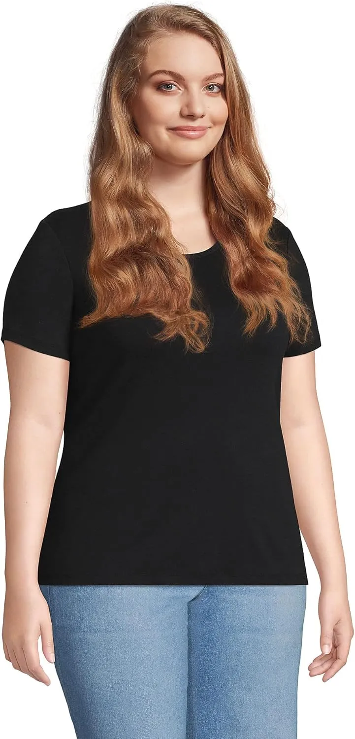 Lands' End Women's Cotton Rib Knit T-Shirt