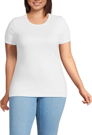 Lands' End Women's Cotton Rib Knit T-Shirt