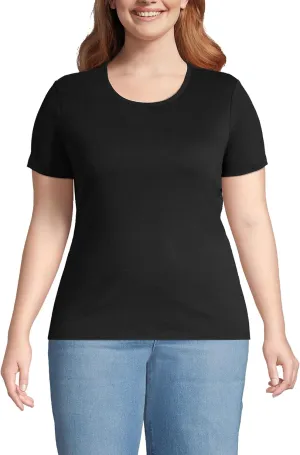 Lands' End Women's Cotton Rib Knit T-Shirt