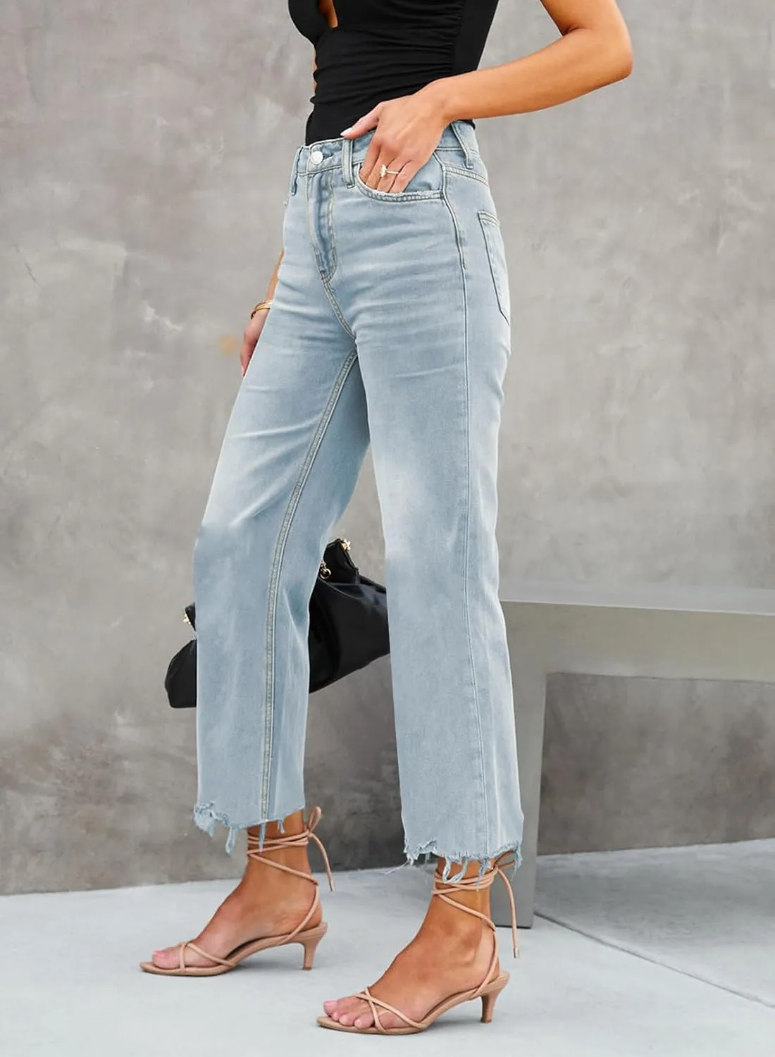 LOLONG High Waisted Flare Jeans for Women Casual Bell Bottom Denim Pants