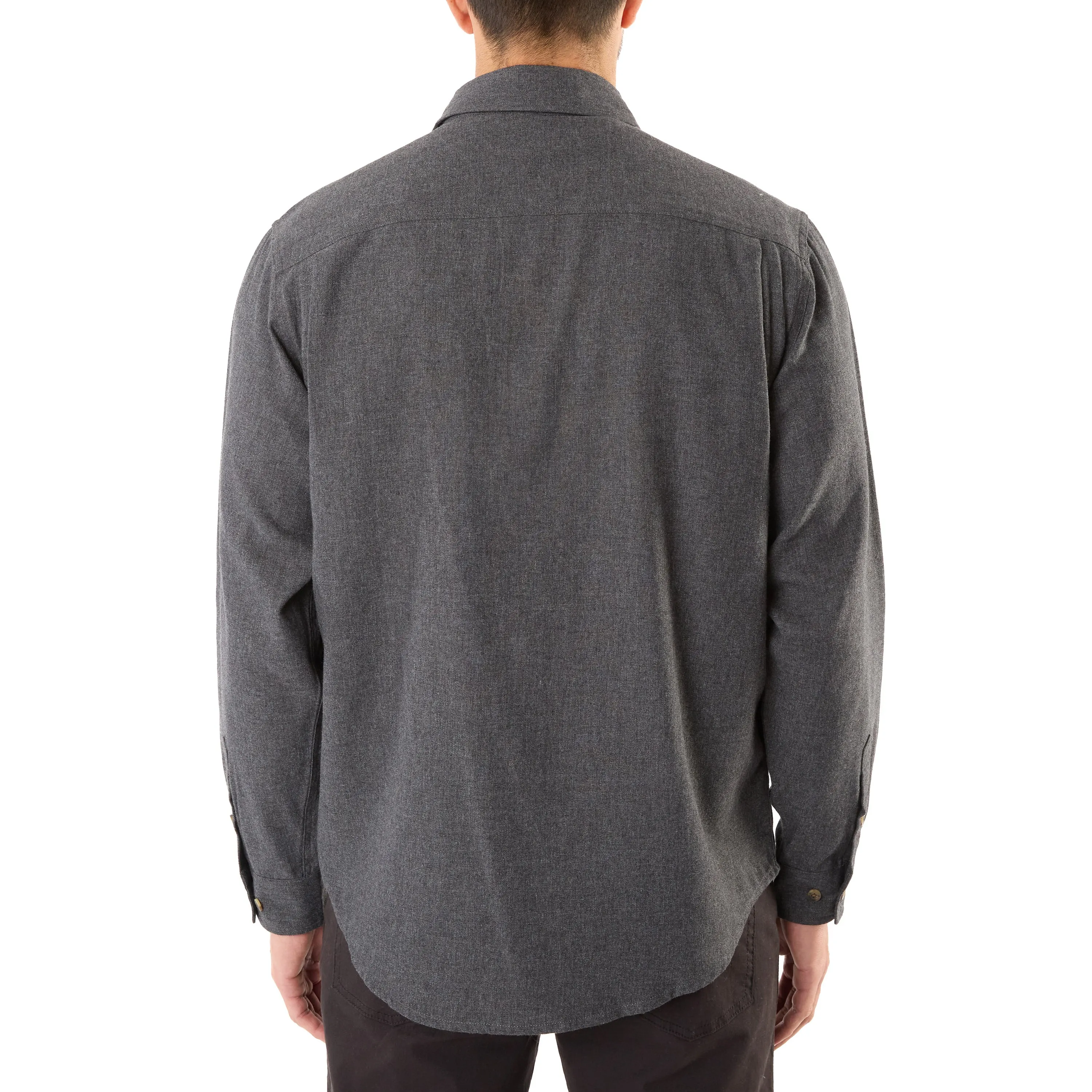 LONG SLEEVE SOLID HTR FLANNEL SHIRT W/DOUBLE CHEST PKTS