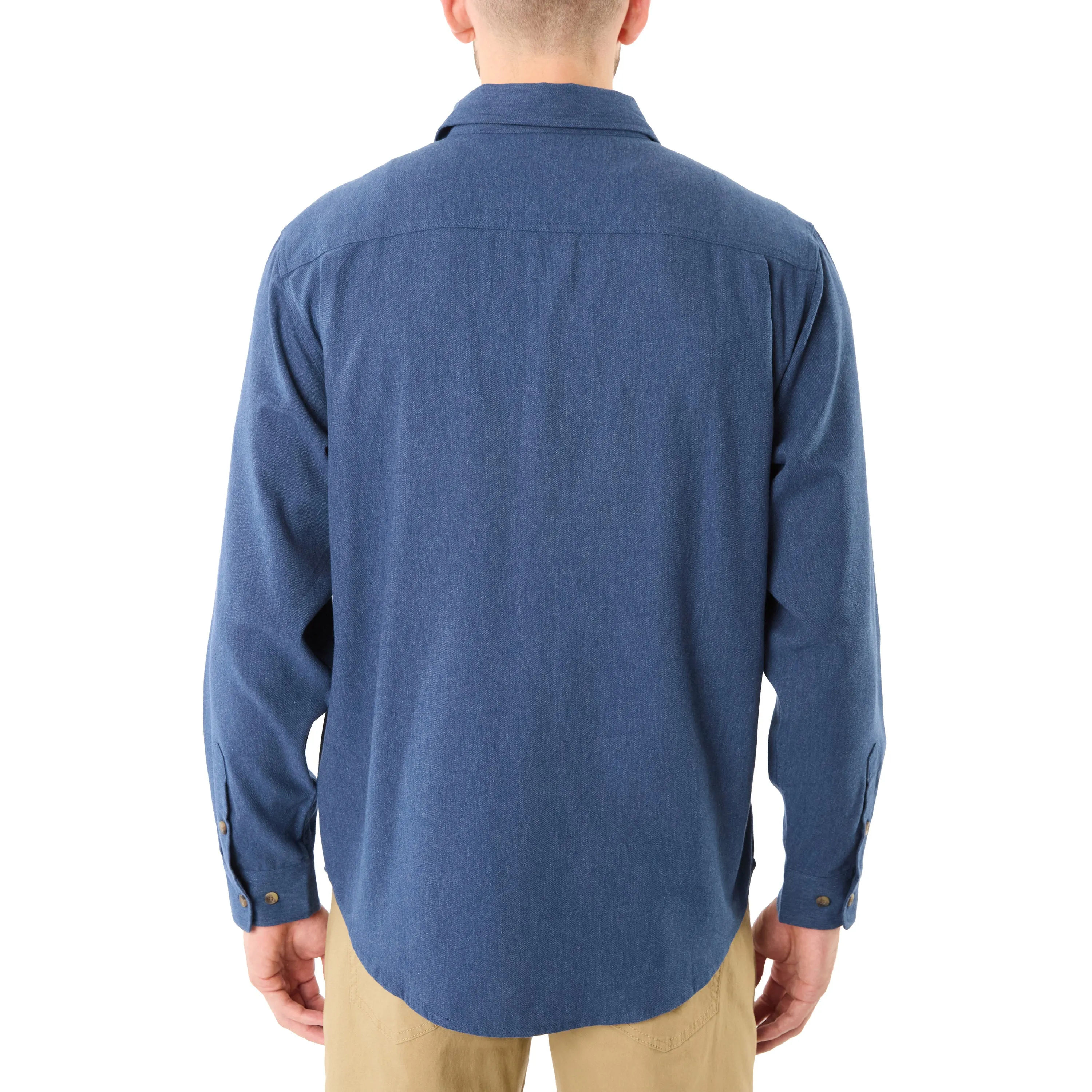 LONG SLEEVE SOLID HTR FLANNEL SHIRT W/DOUBLE CHEST PKTS