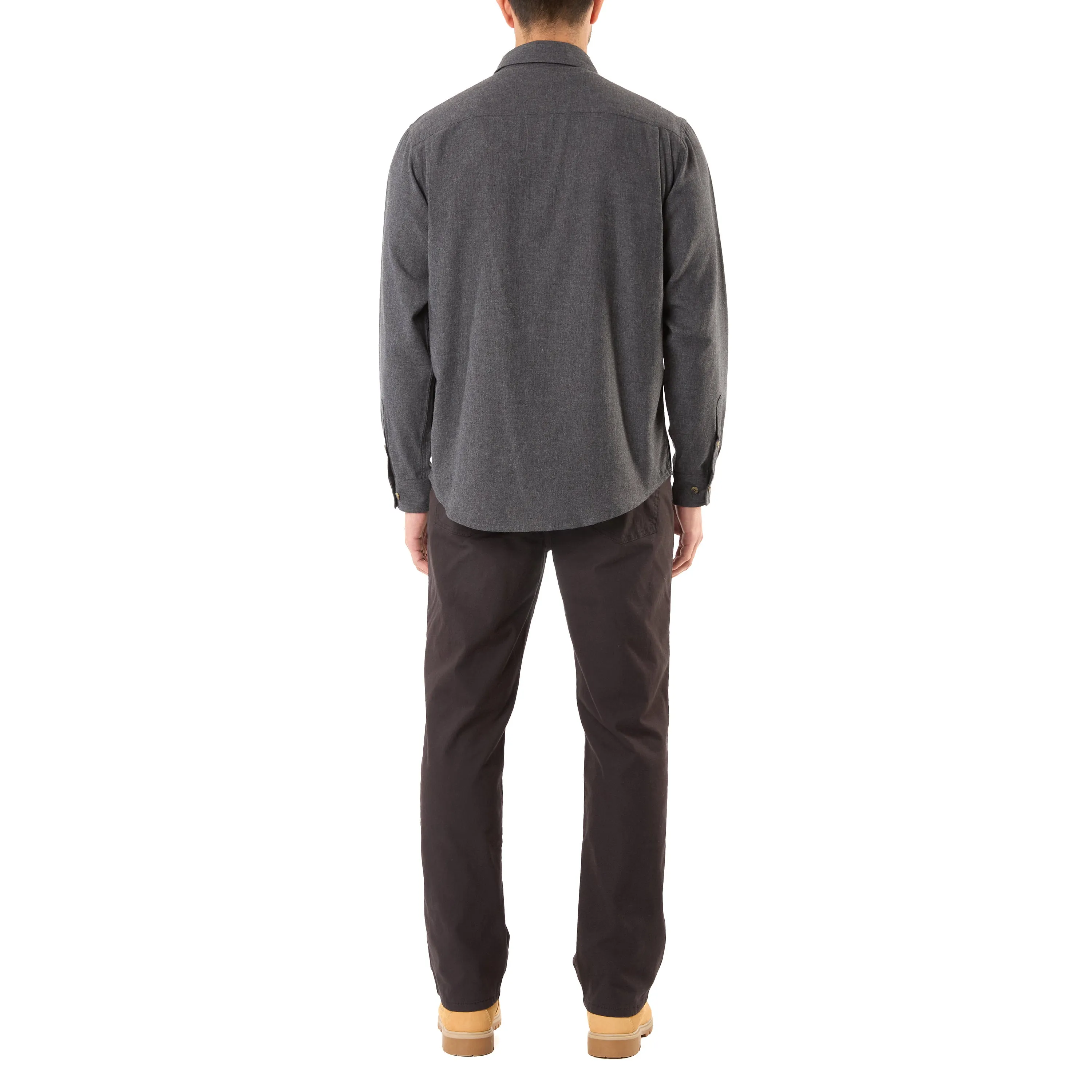 LONG SLEEVE SOLID HTR FLANNEL SHIRT W/DOUBLE CHEST PKTS