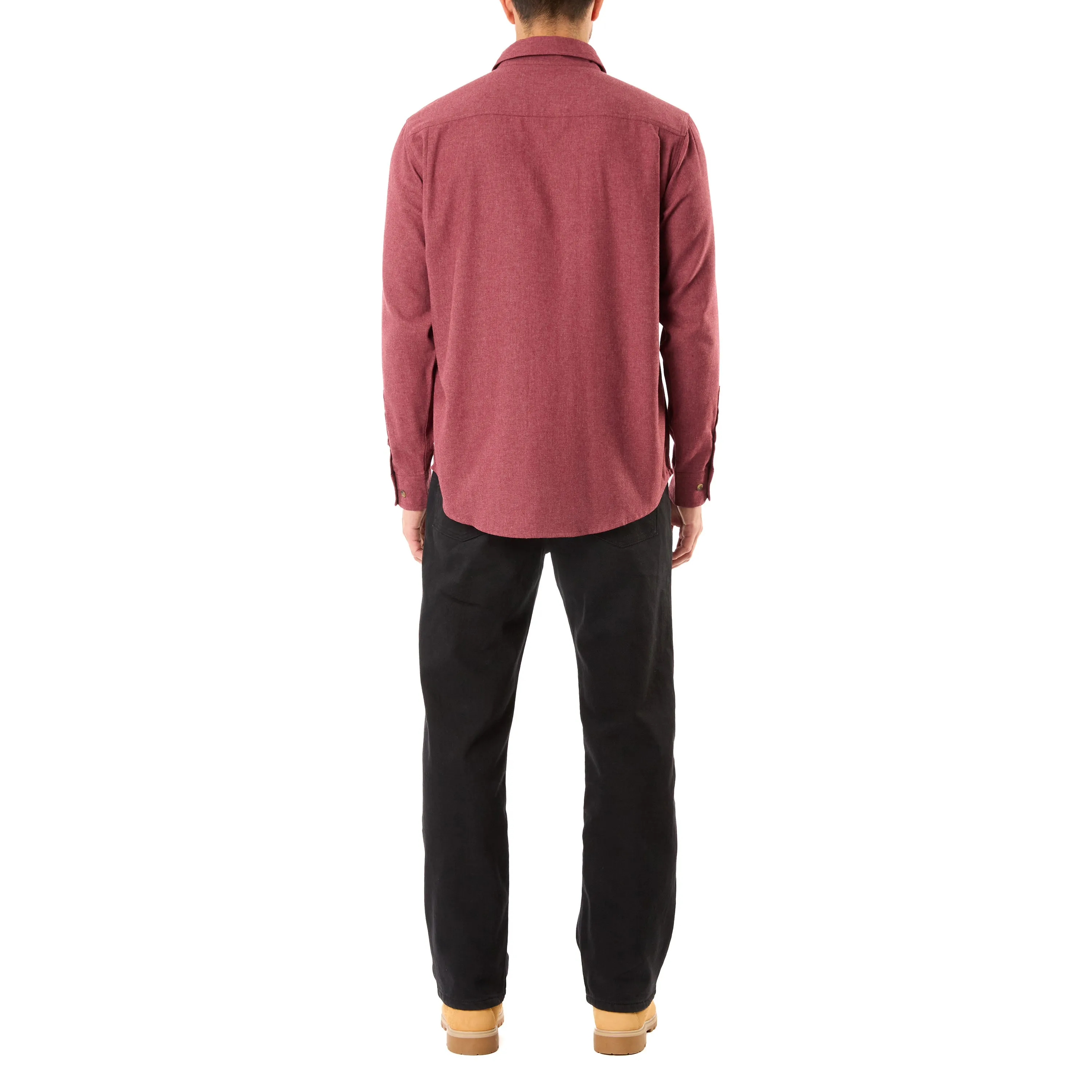 LONG SLEEVE SOLID HTR FLANNEL SHIRT W/DOUBLE CHEST PKTS