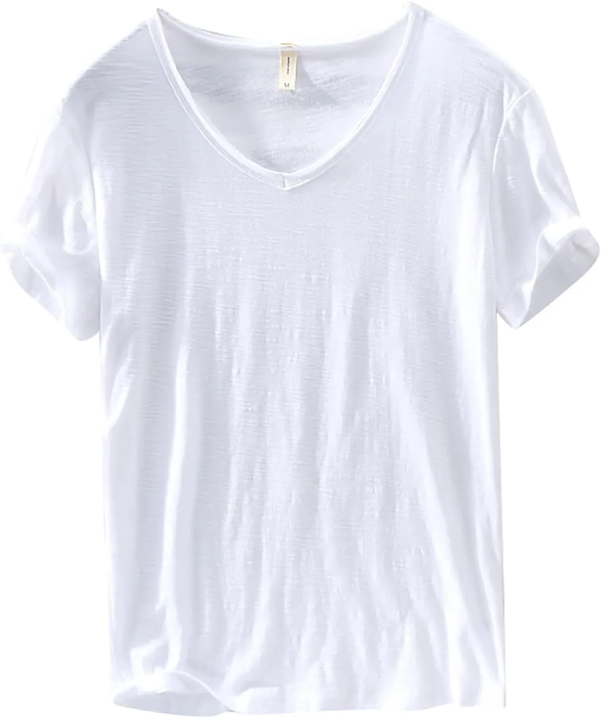 Mens 100% Cotton V-Neck T Shirts Loose Fit Soft Short Sleeve Streetwear Basic Tee Tops Summer Beach Hippie Shirt