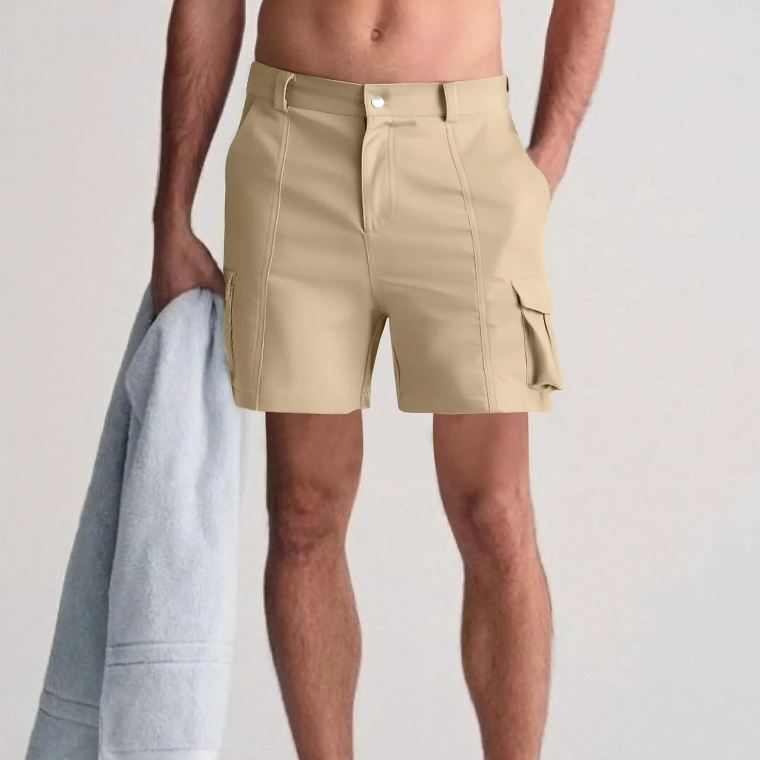 Mens Baggy Cargo Shorts Lightweight Summer Golf Chino Work Shorts Stretch Wasit Workout Hiking Shorts 6 Pockets