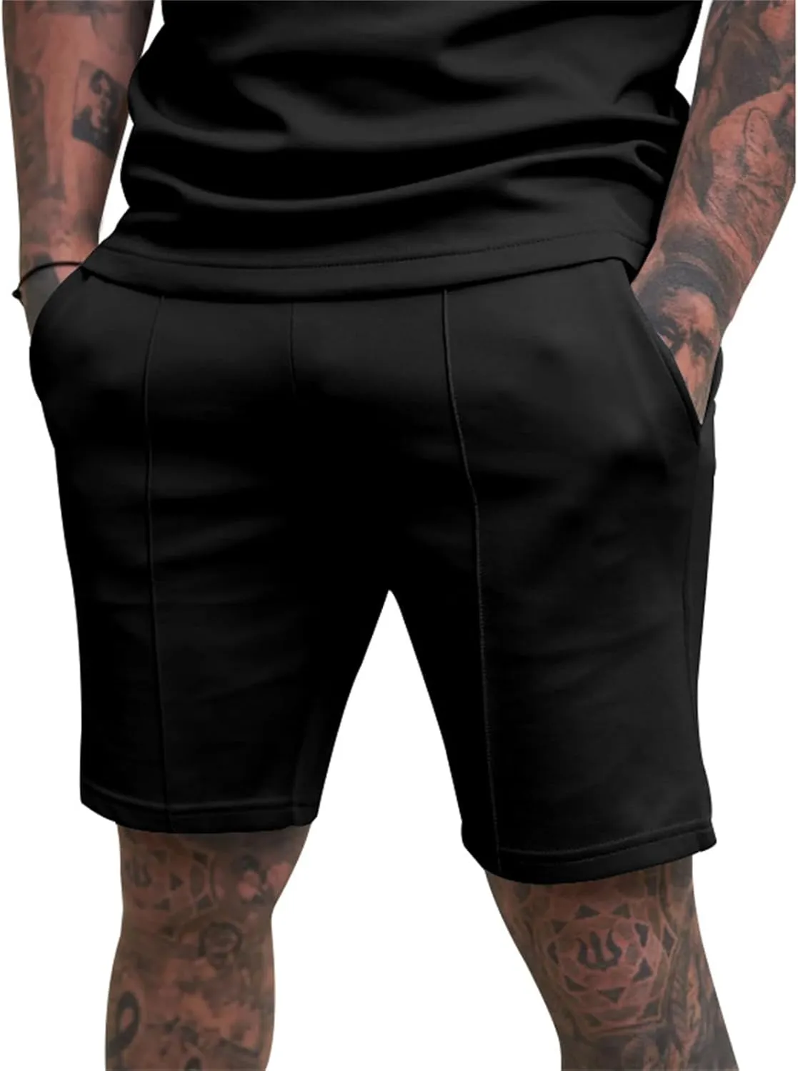 Men's Shorts Classic Fit Flat Front Stretch Solid Chino Shorts Lightweight Breathable Athletic Workout Gym Shorts Pants