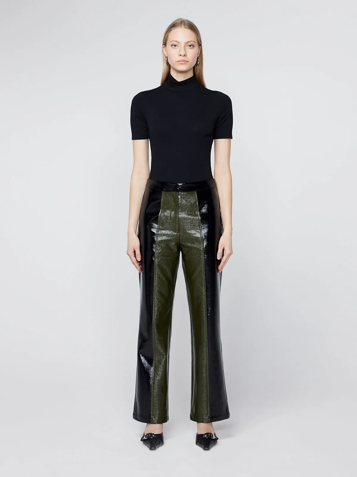 Peyton Olive And Black Vinyl Trousers