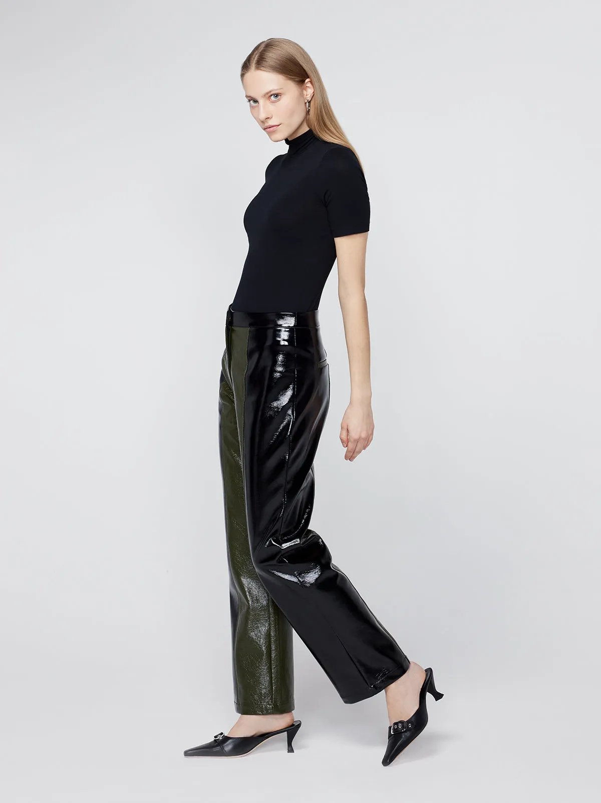 Peyton Olive And Black Vinyl Trousers