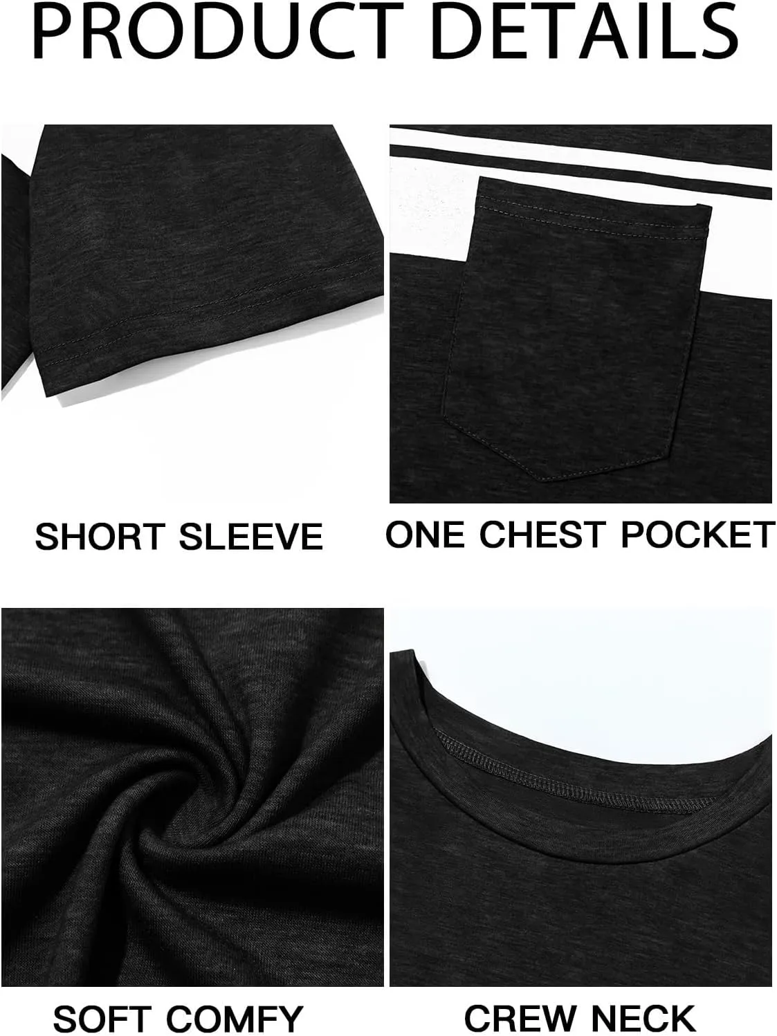 Runcati Men's Casual T-Shirt Short Sleeve Regular Fit Crewneck Tee Summer Graphic Tops with Pocket