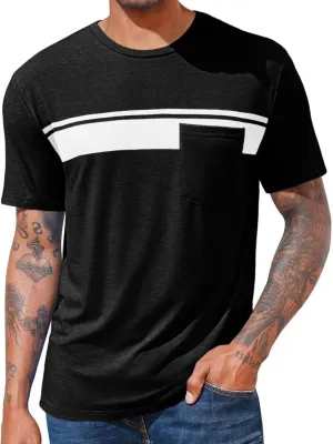 Runcati Men's Casual T-Shirt Short Sleeve Regular Fit Crewneck Tee Summer Graphic Tops with Pocket