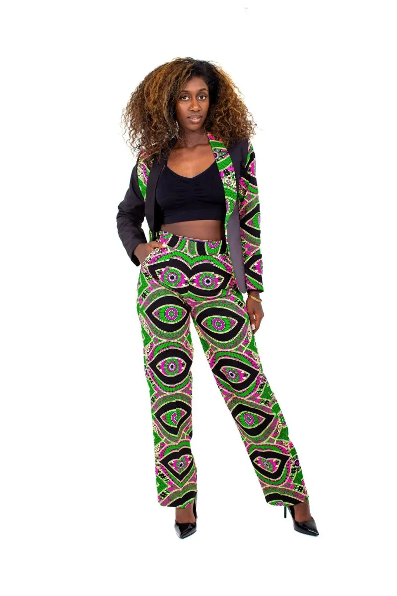 Smooth Visage Mia's Full Ankara Print Women's Tuxedo Jacket and Pant