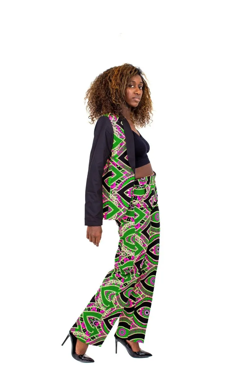 Smooth Visage Mia's Full Ankara Print Women's Tuxedo Jacket and Pant