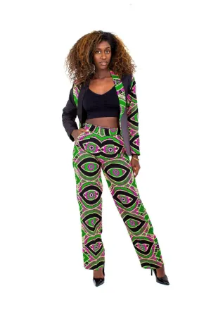 Smooth Visage Mia's Full Ankara Print Women's Tuxedo Jacket and Pant