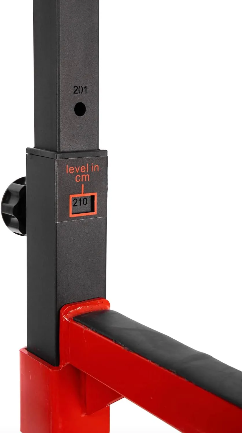 Squat Rack v2/Barre de Traction Ajustable/Barre Fixe/Developper couch/Pull up Bar/Cage  Squat/DIPS BAR, en Mtal, noir