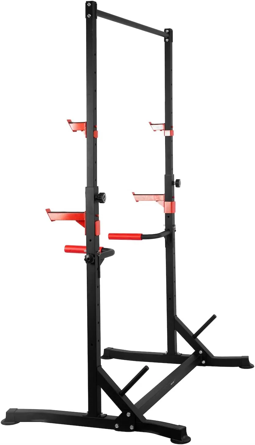 Squat Rack v2/Barre de Traction Ajustable/Barre Fixe/Developper couch/Pull up Bar/Cage  Squat/DIPS BAR, en Mtal, noir
