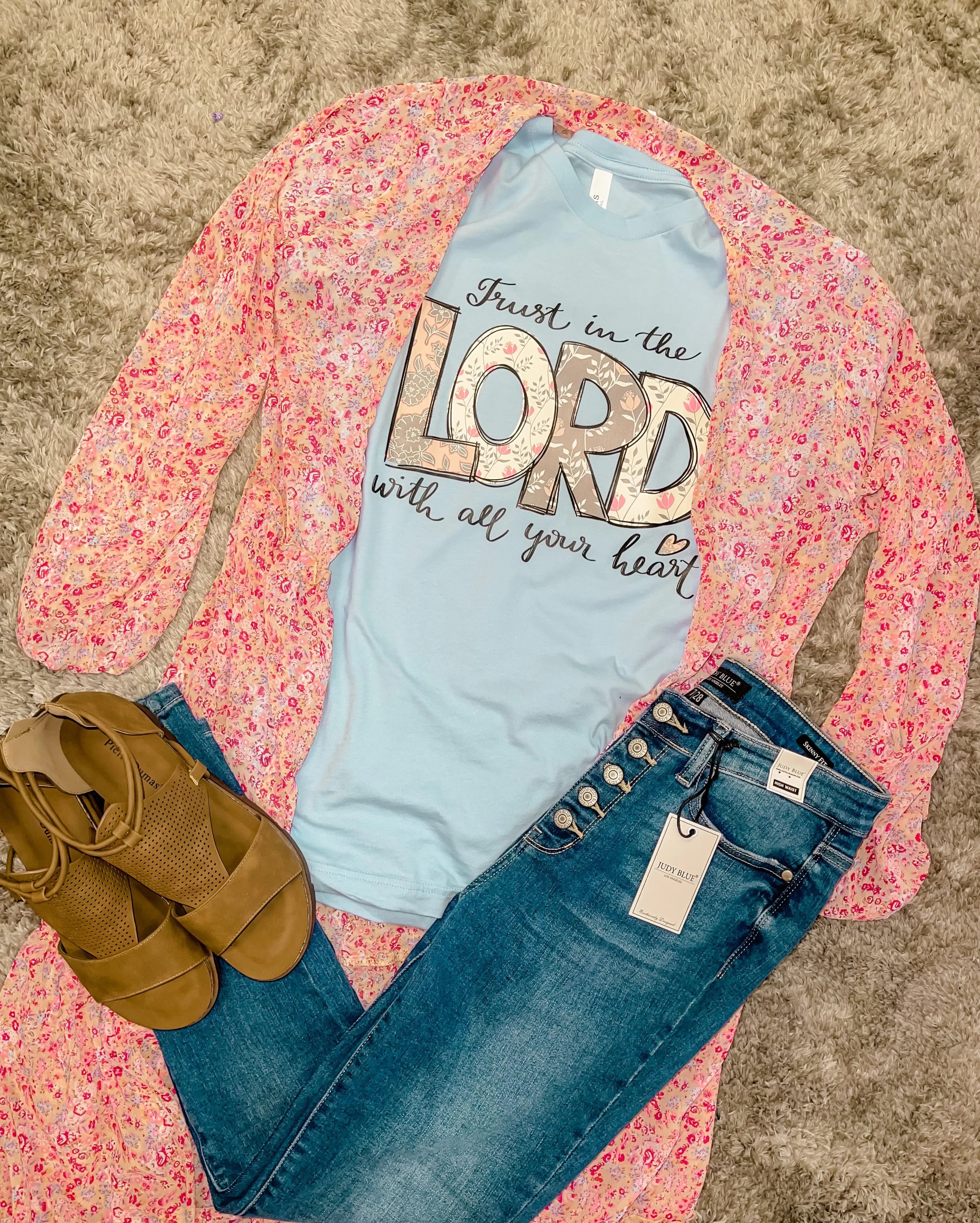 Trust In The Lord With All Your Heart ~ Baby Blue Graphic Tee