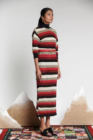 Vermillion Noir Striped Knit Skirt