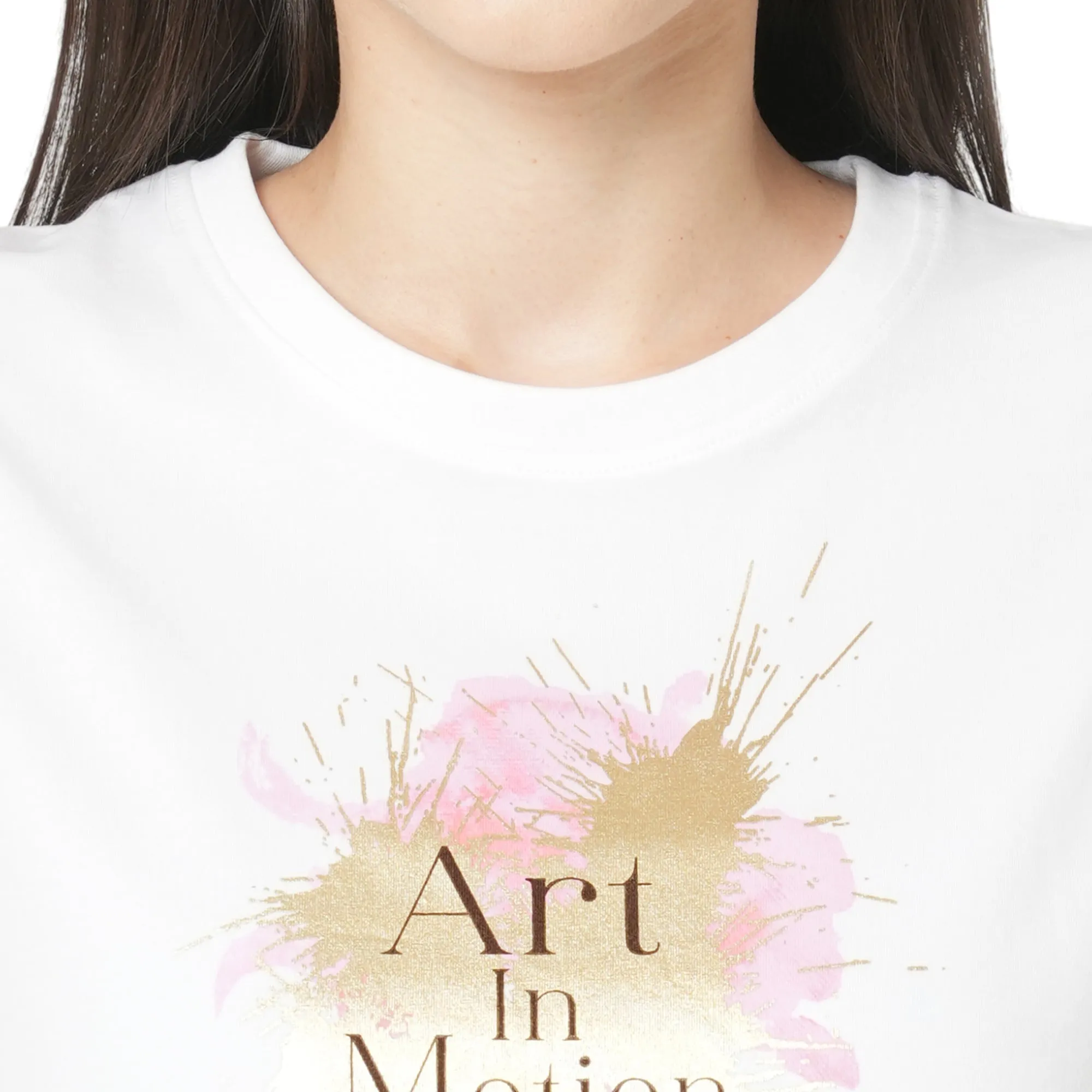 Women Slim Fit White Boxy Chest Print T-Shirt