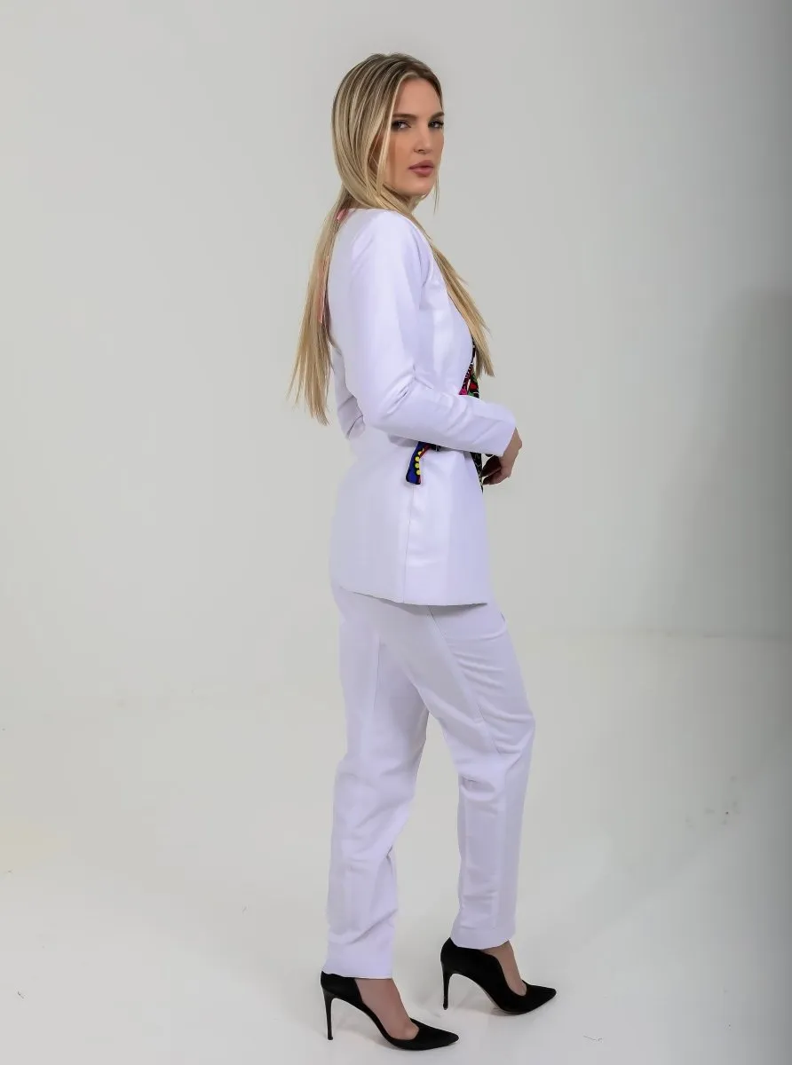 Womens Asymmetrical Wrap Blazer Suit  African Print Ankara & Crepe Two-Piece Set | Elegant Workwear & Formal Outfit