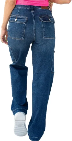 Womens Jeans with Pockets High Waist Wide Leg Design Denim Trousers Straight Leg Pants Workwear Jeans for Women and