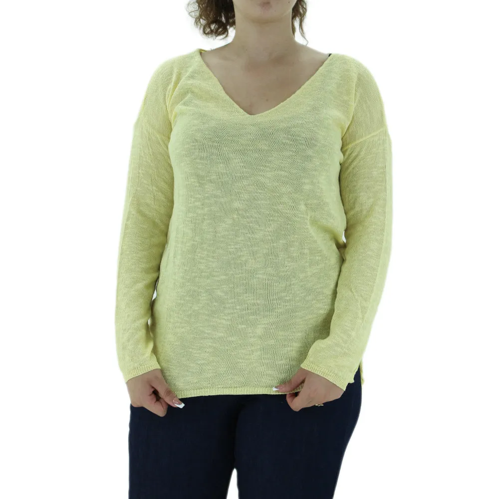 Women's V-Neck Sweater,Yellow